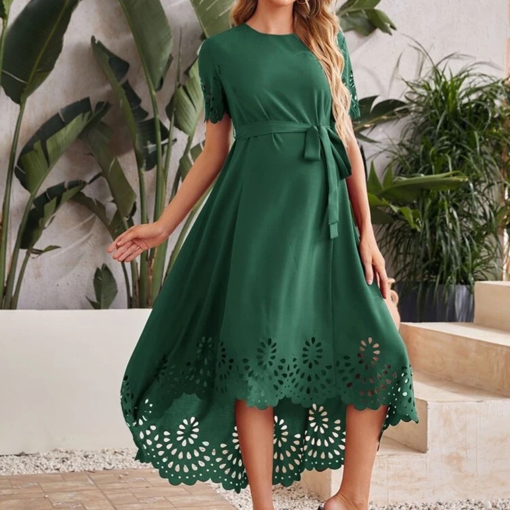 Green maternity dress.
